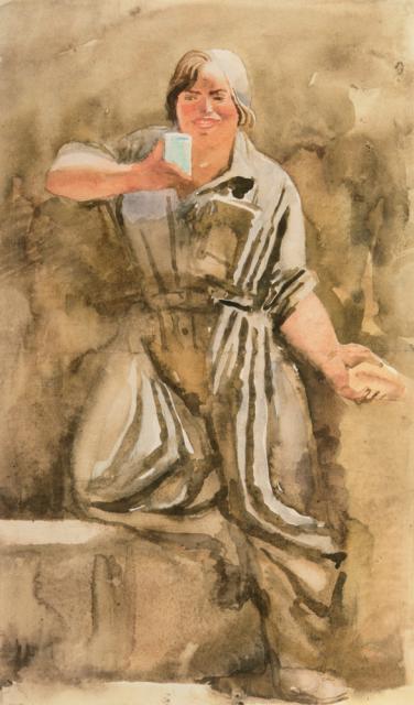 Самохвалов А.Н. Стакан молока. Из серии "Девушки метростроя". 1934 Самохвалов А.Н. Стакан молока. Из серии "Девушки метростроя". 1934